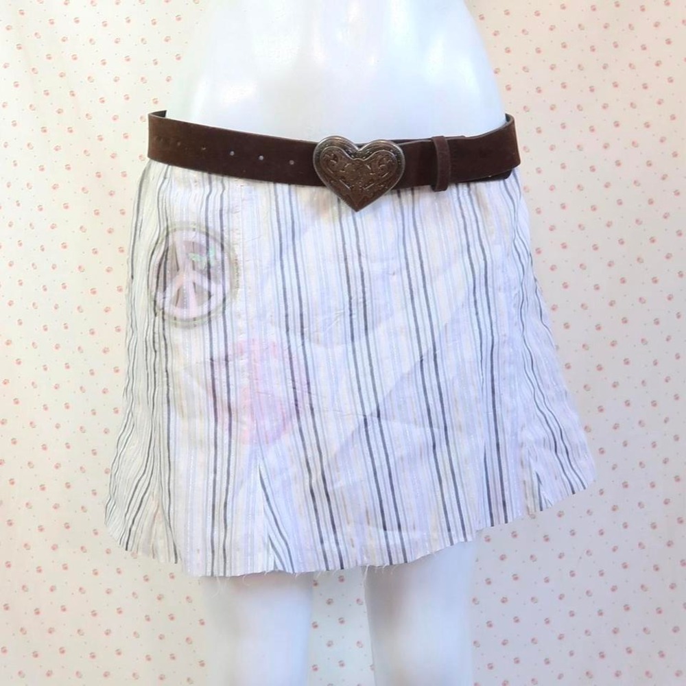 new york and company pinstripe pleated mini skirt metallic size 12 y2k